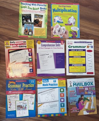 Teaching Materials - Language Math Educational Workbooks Lot of 8 - Grades 2-4
