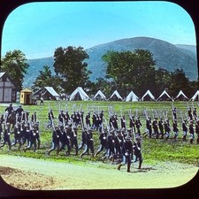 SCOTT & VAN ALTENA Military Camp Marching Soldiers Magic Lantern Song Slide