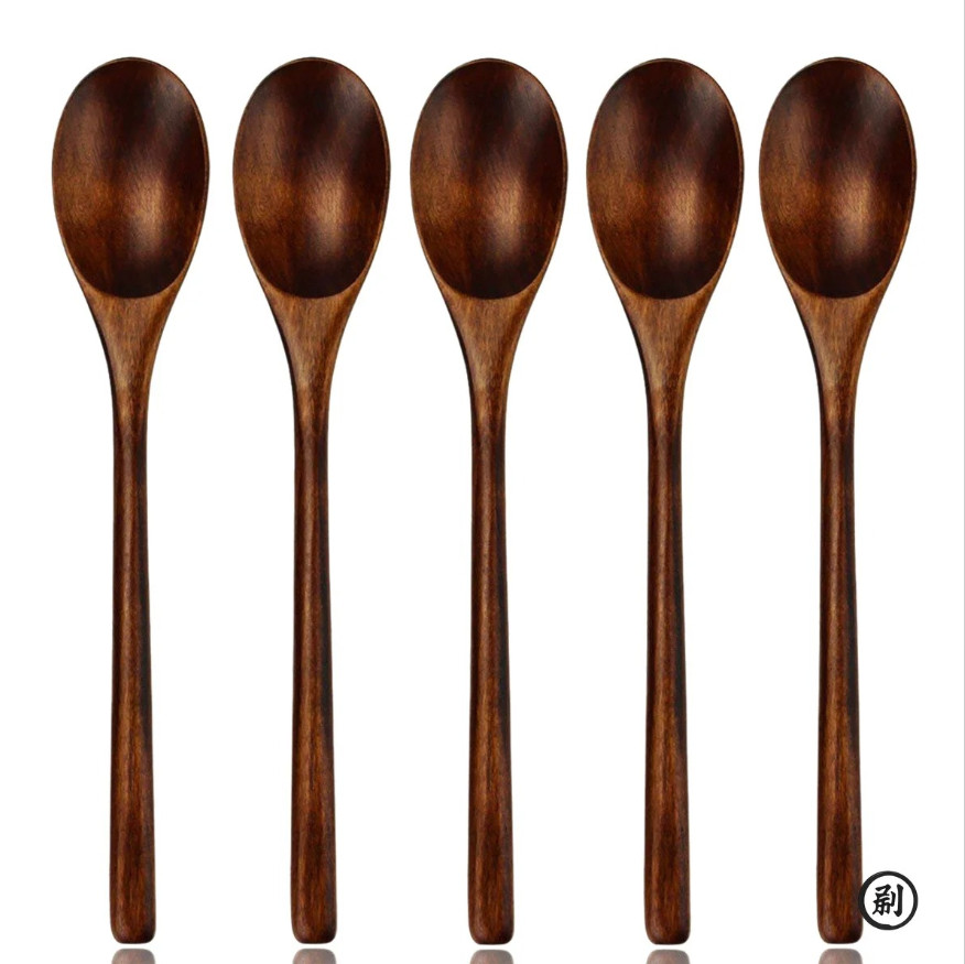 5pcs Wooden Spoon & Fork Tableware Set – Natural Eco-Friendly Cooking Utensils