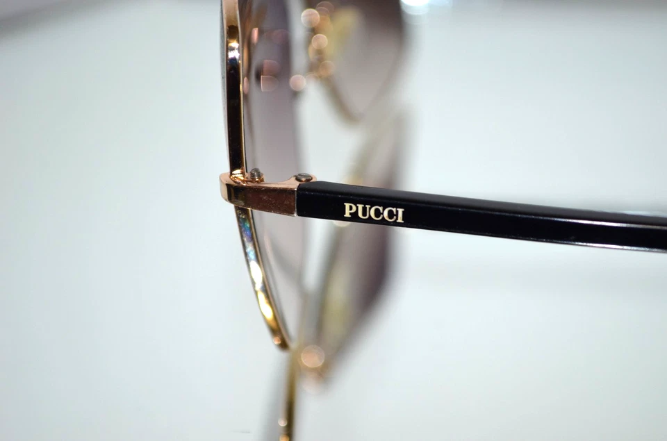 HERMOSAS Gafas de sol Emilio Pucci Doradas/Negras Degradadas De Gran Tamaño Italia EPS103 05K Foto 4 de 4