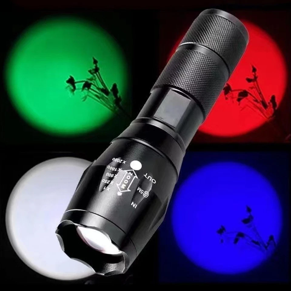 Linterna LED 4 en 1 Linterna recargable de luz roja, verde, azul y blanca - Imagen 2 de 4