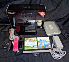 Nintendo Wii Black Console - RVL S KAAA USZ - Wii Sports + Resorts Bundle CIB