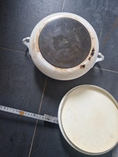 Vintage Dansk Kobenstyle Topf Kochtopf wei&szlig;e Emaille