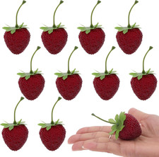 Woration 10Pcs Fake Faux Berry Decoration Realistic Strawberries Lifelike Simula