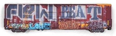 Train Graffiti series, Sandy Sanders, ''Flow Beat'' (small version) 19'' x 5'' x 1''