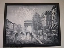 Hand Painted Paris, France Parisian Street Scene By Crennck Oil Canvas Art Work.