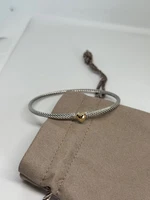 David Yurman Classic Cable 3mm Sterling Silver 18k Gold Heart Station Bracelet