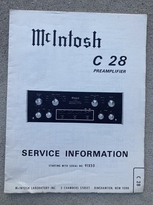 McIntosh C28 Preamp Service Manual *Original*