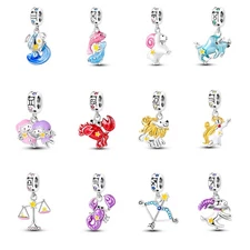 Fine 925 Sterling Silver Charm CZ Luminous 12 Constellation For Women Bracelet