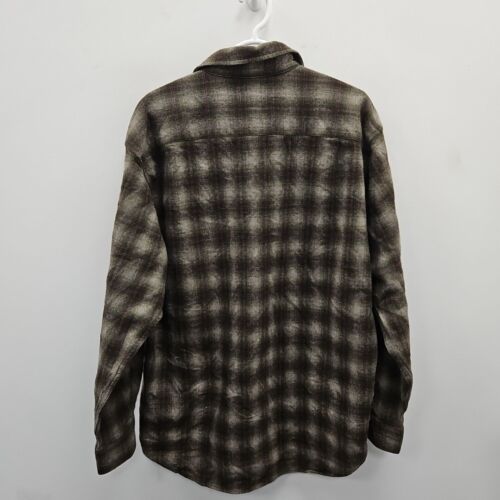 Pendleton Vintage Brown Tweed Plaid Flannel Chore Barn Long Shirt Wool Large - Picture 6 of 7