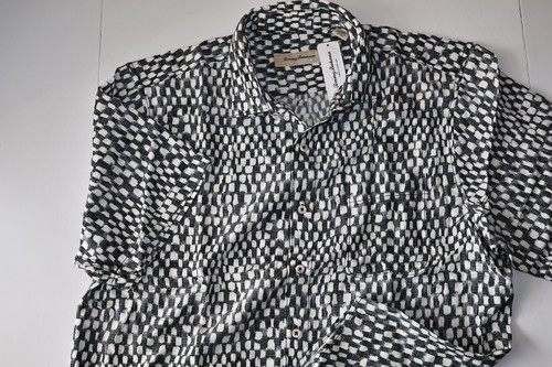 Tommy Bahama Camp Shirt Sandbar Geo Carbon Grey ST326952 SS New - Picture 4 of 9