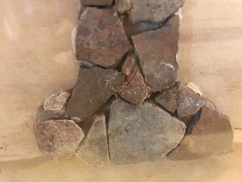 Präkolumbianischer Splitter Mosaik BAUM oder VASE, eine gerahmte Collage, 15x17 - Bild 3 von 3