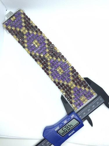 Bracelet Sterling Silver Amethyst Garnet Citrine 150CT Stunning Quilt Pattern - Picture 9 of 12