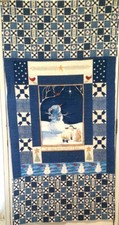 Vtg. Unfinished Christmas Wall/Art Quilt Printed Snowman Panel/Patchwork Print