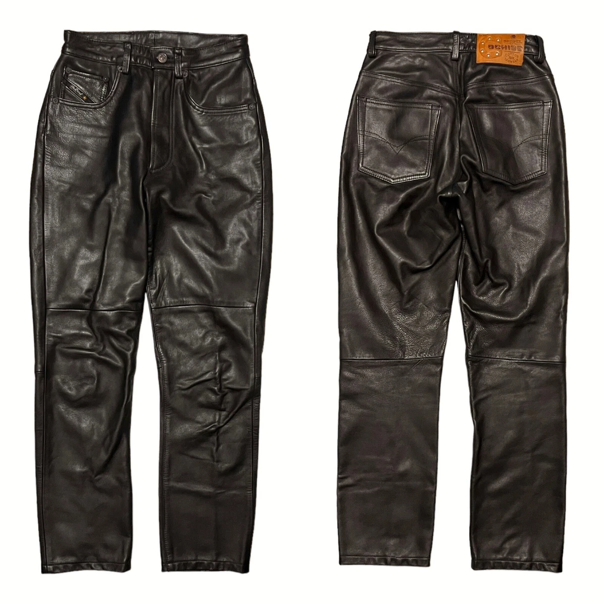 VTG Diesel Cochise Brown Leather Pants Men s Size 28 eBay