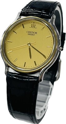 CREDOR アナログクォーツ腕時計 シルバー/ゴールド Discount Seiko Credor 8J81-6B00 Quartz Gold Dial Mens Watch