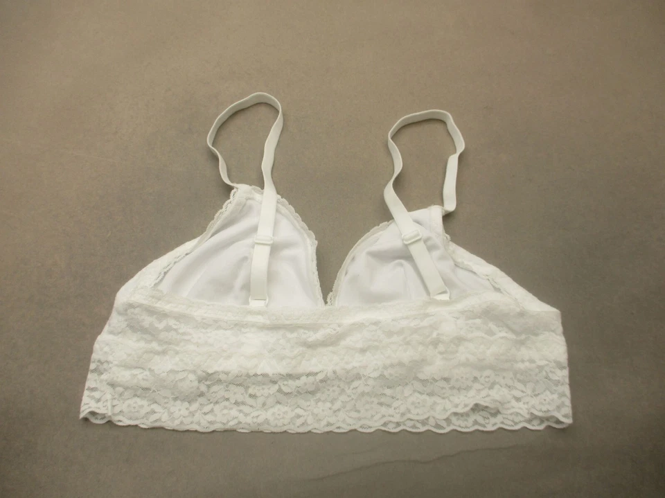 H&M Size L Womens White Lace Trim Unlined Wireless Pull On Bralette Bra 5E - Image 3 of 4