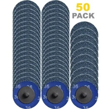 50PCS 2 inch 36 Grit Zirconia Roll Lock Die Grinder Quick Change Sanding Discs