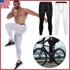 Men's Compression Pants Long Leggings Base Layer Running Workout Gym Quick Dry