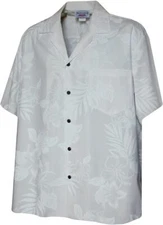 White Wedding Tropical Floral Men's Hawaiian Shirt by Pacific Legend