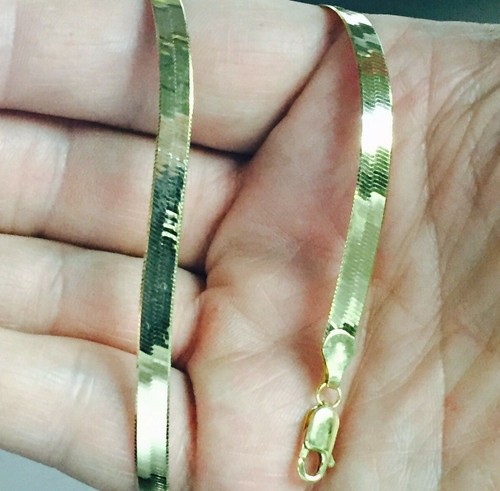 14k Yellow Gold 2.8 MM FLEXIBLE HERRINGBONE 7 inch Chain Bracelet 1.8 GRAMS - Picture 8 of 14