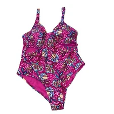 Tabitha Brown Target Hot Pink Floral Cutout One Piece Swimsuit 18W Floral NWOT