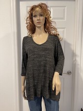 A Pea in the Pod Grey Marled Maternity Open Back 3/4 Sleeve Top Shirt Sz M EUC