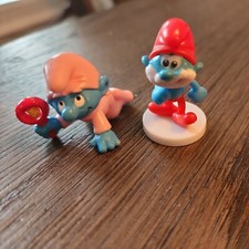 Smurfs 20202Vintage 1974 - Pink Baby Smurf with Rattle schleich  papa figure