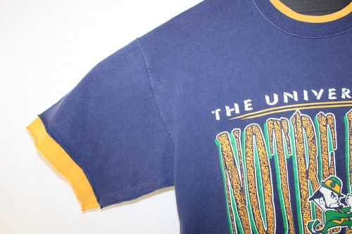 VTG 1992 University Notre Dame Mens Large Fighting Irish Blue T Shirt 150 years - Picture 4 of 13