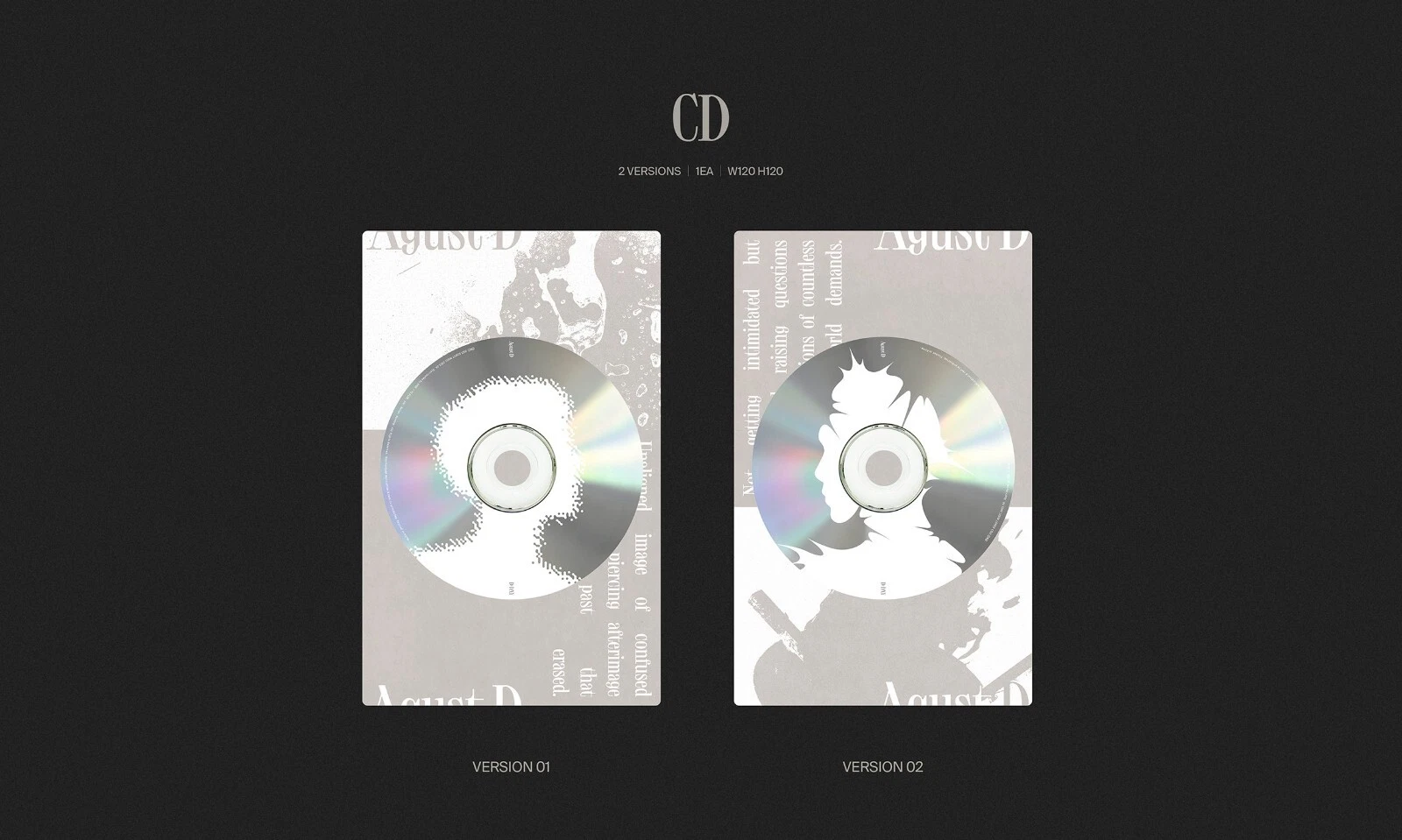 CD+book+card+lyric+scanimation+poster+sticker Agust D SUGA BTS album cover with black-and-white abstract design.