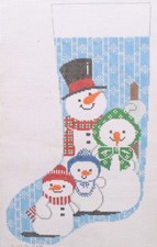 Snow Family Stocking Hand Painted Needlepoint Canvas