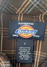 DICKIES Patterned Button Front SHIRT S/S Cotton Men's Size SMALL
