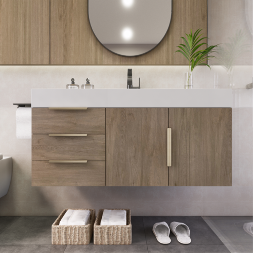 CABINET ONLY - 42" Single Sink Wall-Mount Floating Bathroom Vanity White Oak