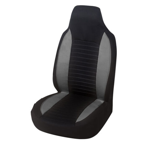 Car Front Bucket Seat Cover Integrated High Back Polyester Gray For Trucks SUV - Picture 6 of 13