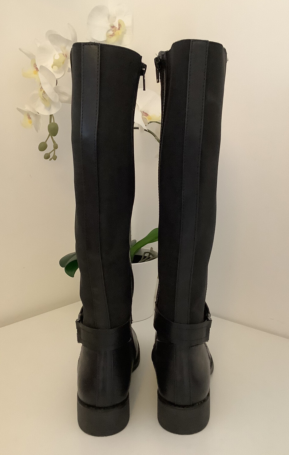 NEW Ladies M&S Black Knee High Boots, UK Size 6, Wide Leg