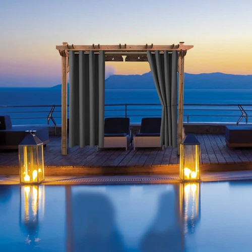 1/2 Stück Wasserdicht Outdoor Terrasse Vorhänge 52" Breit Sichtschutz Verdunkelung Pergola Schatten - Bild 27 von 124