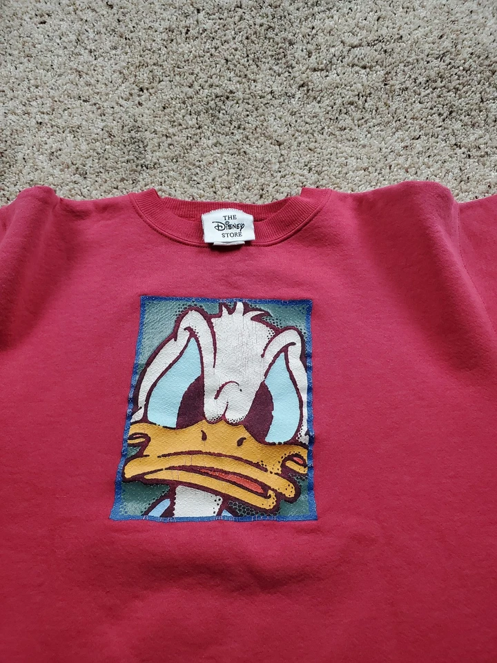 Vintage Disney Donald Duck Sweatshirt Large pink Crewneck Pullover USA Made 90s - Image 4 of 4