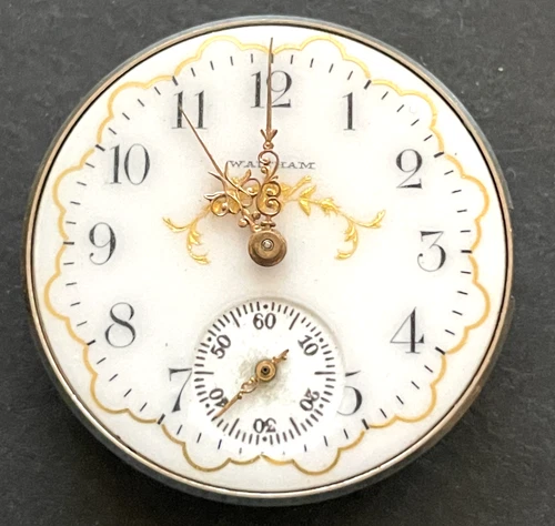 Antique 1907 Waltham Model 1907 161 Watch Movement Fancy Dial Ticks 0s 7j USA