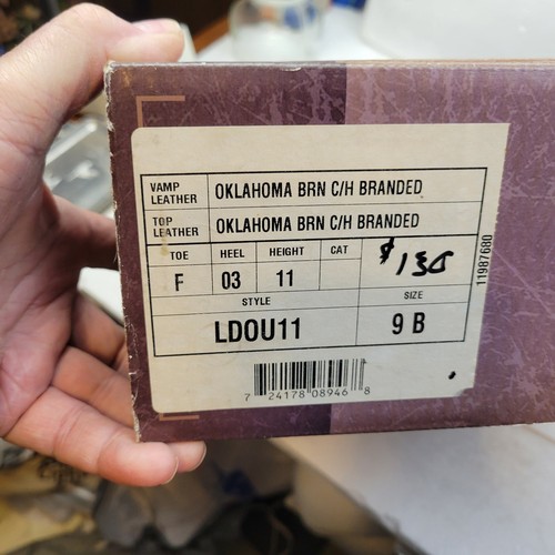 Vintage Womens Nocona OU College Brown Leather Cowboy Boots 9 B New In Box NOS - Picture 11 of 11