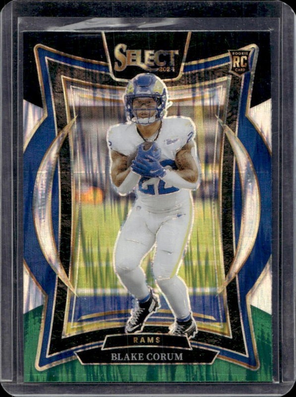 2024 Panini Select Blake Corum Concourse RC Black and Green Prizm Shock #9 Rams