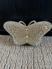 Butterfly Gold Crystal Rhinestone Evening Bags Clutch READ