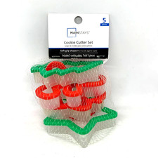 Mainstays Christmas Cookie Cutter Set 5-Pc Holiday Plastic Soft Grip Tree Star