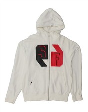 SNEAKER FREAK Uomo Grafica Zip Felpa con Cappuccio Media Bianco Cotone DC56