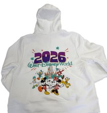 2026 Walt Disney World Mickey  Friends Zip Up Hoodie Large White