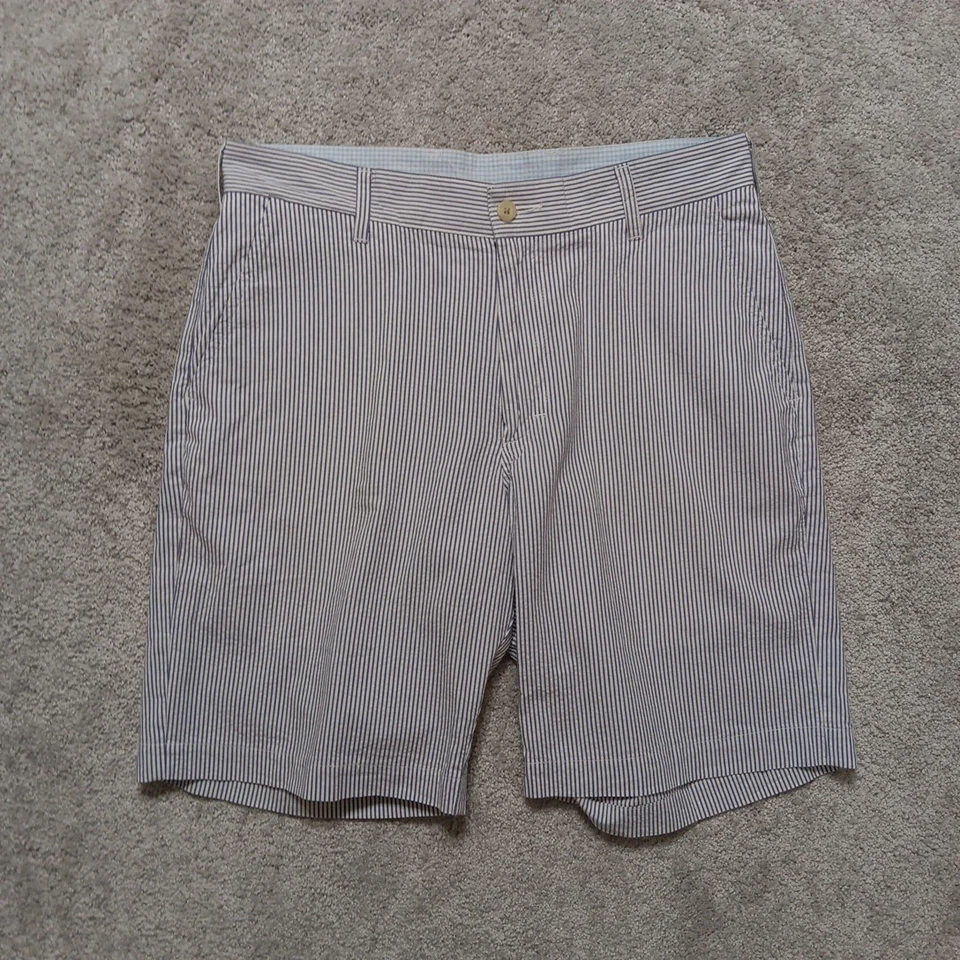 Bills Khakis Shorts Men's 32 Blue White Pinstripe Seersucker Parker PS 12339 USA - Image 3 of 4