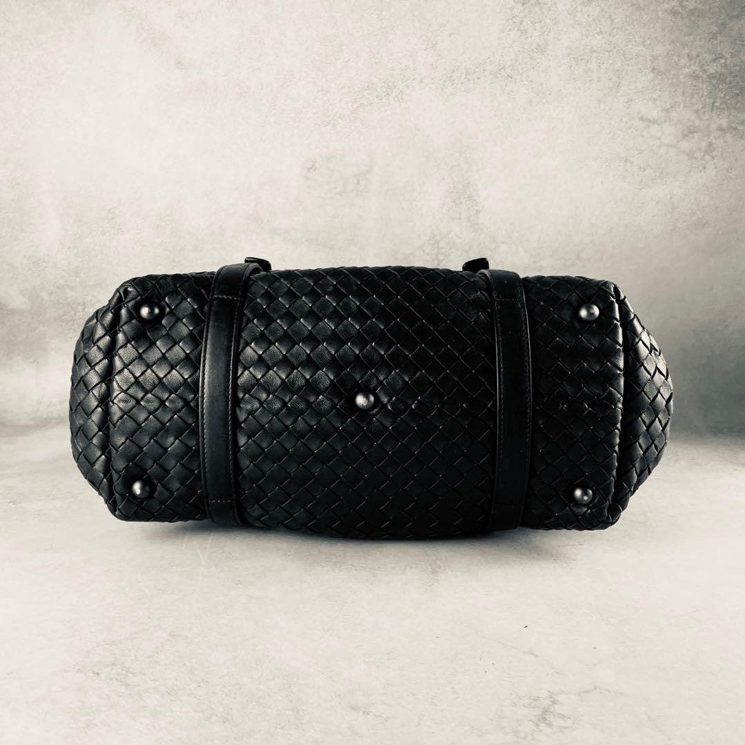 Bottega Veneta Women's Boston Shoulder Bag Handbag Leather Black Authentic thumbnail 6