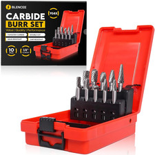 10Pcs Tungsten Carbide Burr Set 1/4" Shank Double Cut Die Grinder Bits