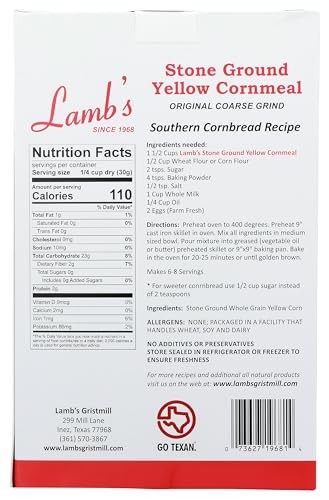 Lamb's Stone Ground Yellow Cornmeal 2 lb (Pack of 1) - 第 3/7 張圖片