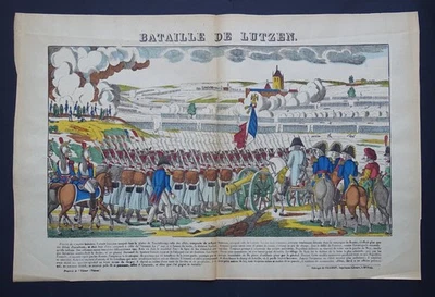 Napoléon Bataille de Lutzen Gravure sur bois originale Imagerie Pellerin c1900 - Photo 1/3