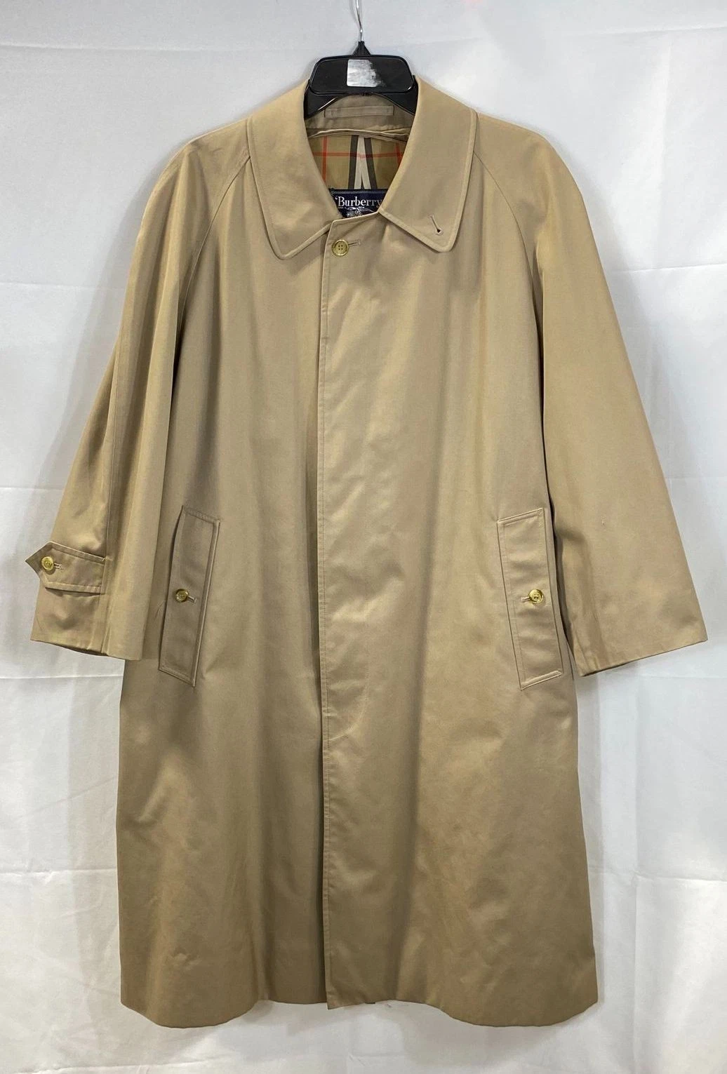 Trench cappotto uomo vintage Burberrys beige a quadri con bottoni taglia 38